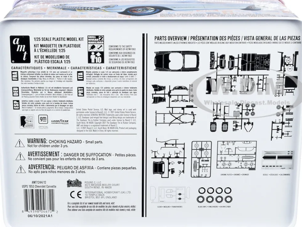 Skill 2 Model Kit 1953 Chevrolet Corvette USPS United States Postal Service Themed Collectible Tin 1/25 Scale Model AMT AMT1244