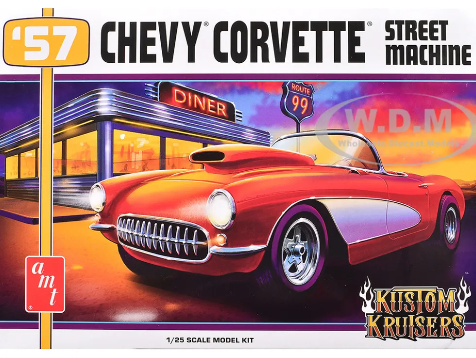 Skill 2 Model Kit 1957 Chevrolet Corvette Street Machine "Kustom Kruisers" Series 1/25 Scale Model by AMT