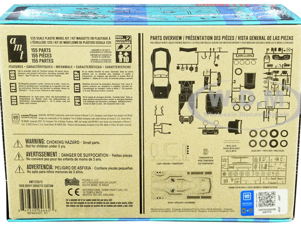 Skill 2 Model Kit 1968 Chevrolet Corvette Custom 1/25 Scale Model AMT AMT1236