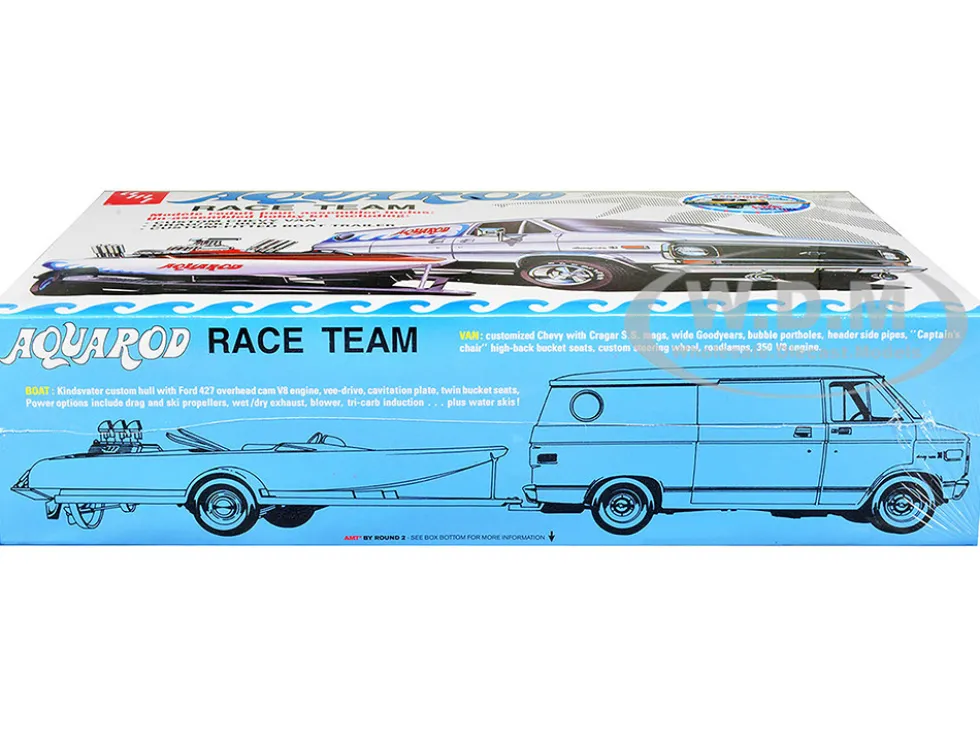Skill 2 Model Kit Chevrolet Custom Van Drag/Ski Boat Trailer Aqua Rod Race Team 1/25 Scale Model AMT AMT1338Skill 2 Model Kit Chevrolet Custom Van Drag/Ski Boat Trailer Aqua Rod Race Team 1/25 Scale Model AMT AMT1338