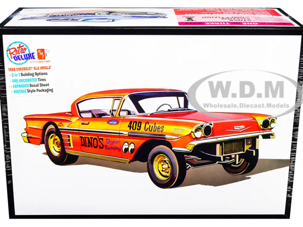Skill 2 Model Kit 1958 Chevrolet Impala Ala-Impala 3-in-1 Kit 1/25 Scale Model AMT AMT1301