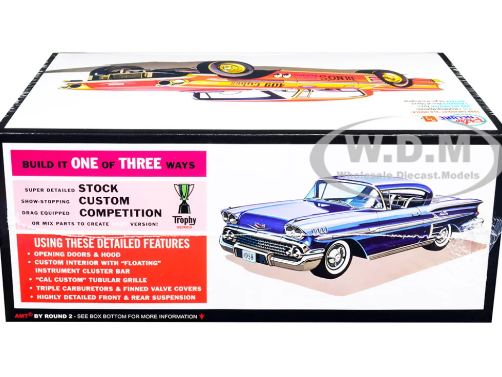 Skill 2 Model Kit 1958 Chevrolet Impala Ala-Impala 3-in-1 Kit 1/25 Scale Model AMT AMT1301