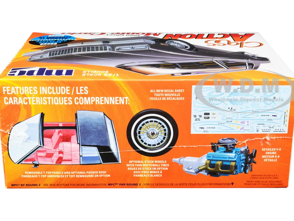 Skill 2 Model Kit 1980 Chevrolet Monte Carlo Class Action Motorcycle Trailer Skill 2 1/25 Scale Model Car MPC MPC967M