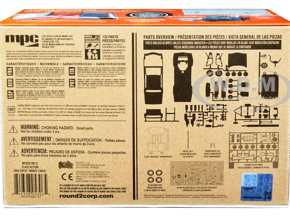 Skill 2 Model Kit 1980 Chevrolet Monte Carlo Class Action Motorcycle Trailer Skill 2 1/25 Scale Model Car MPC MPC967M