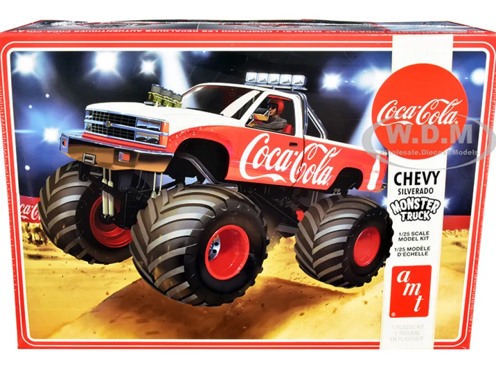 Skill 2 Model Kit Chevrolet Silverado Monster Truck Coca Cola 1/25 Scale Model AMT AMT1184 M