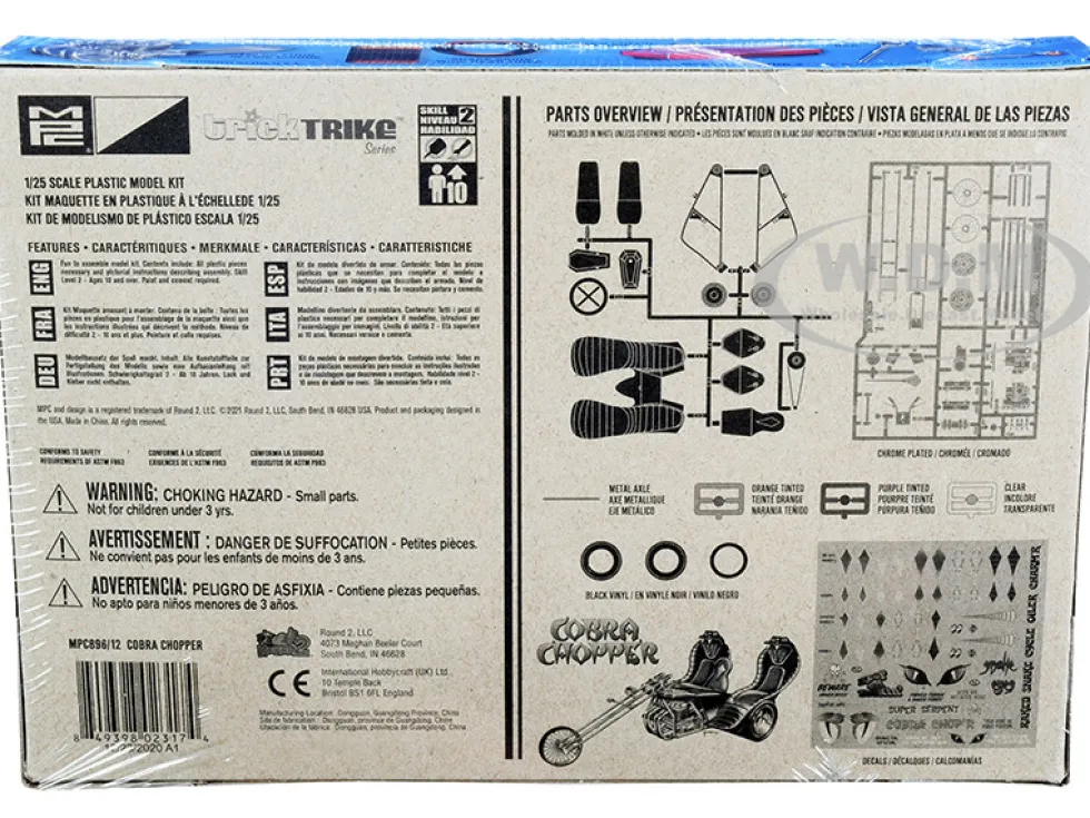 Skill 2 Model Kit Cobra Chopper Trick Trikes Series 1/25 Scale Model MPC MPC896