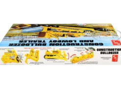 Skill 3 Model Kit Construction Bulldozer Lowboy Trailer Set of 2 pieces 1/25 Scale Model AMT AMT1218