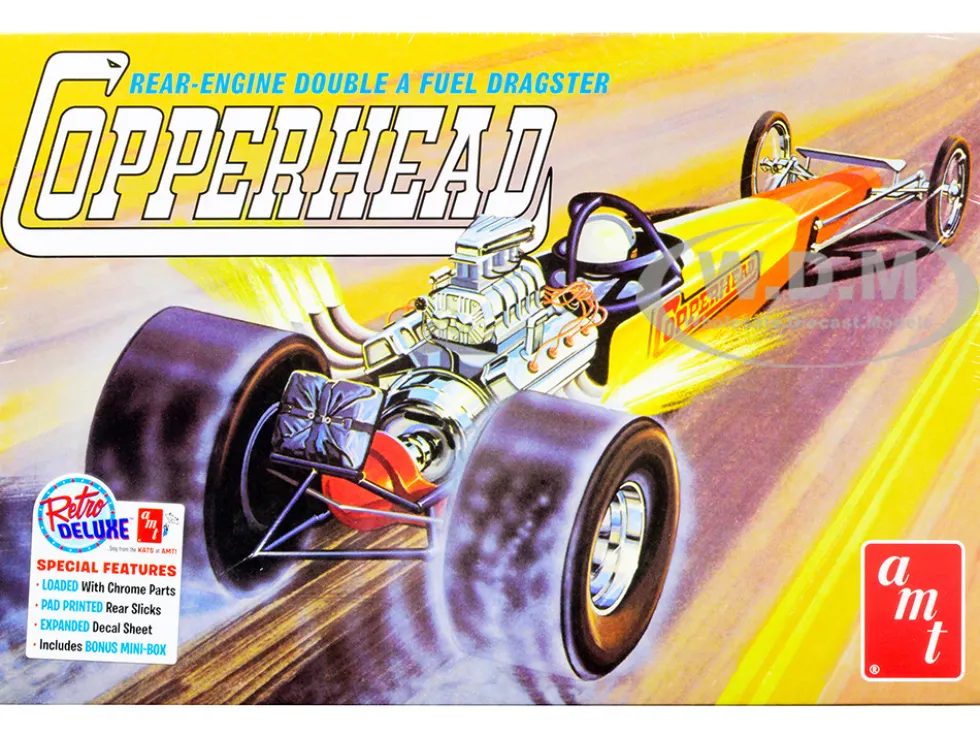 Skill 2 Model Kit 1934 Copperhead Rear-Engine Double A Fuel Dragster 1/25 Scale Model AMT AMT1282