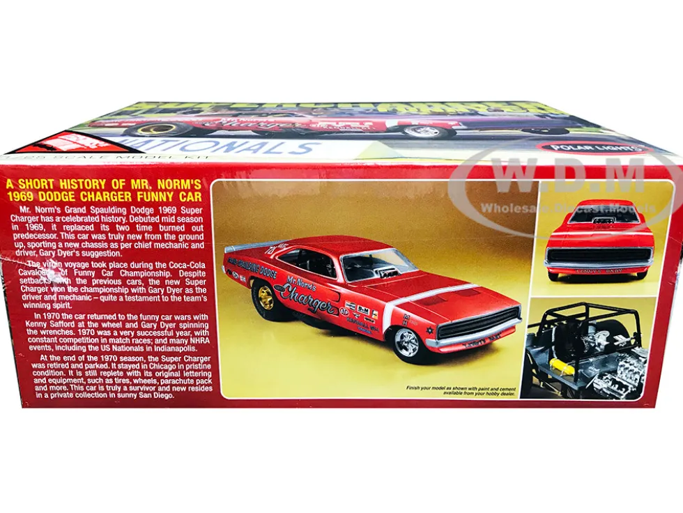 Skill 2 Model Kit 1969 Dodge Charger Funny Car Mr. Norm's Supercharger Legends of the Quarter Mile 1/25 Scale Model Polar Lights POL989