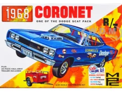 Skill 2 Model Kit 1968 Dodge Coronet Hardtop with Trailer 1/25 Scale Model by MPC
