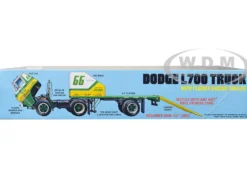 Skill 3 Model Kit 1966 Dodge L700 Truck with Flatbed Racing Trailer 1/25 Scale Model AMT AMT1368