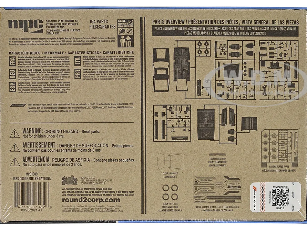 Skill 2 Model Kit 1988 Dodge Shelby Daytona Z 2-in-1 Kit 1/25 Scale Model by MPC