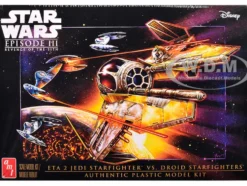 Skill 2 Model Kit ETA 2 Jedi Starfighter VS. Droid Starfighters 4 Model Set "Star Wars: Episode III - Revenge of the Sith" (2005) Movie 1/48 Scale Model by AMT