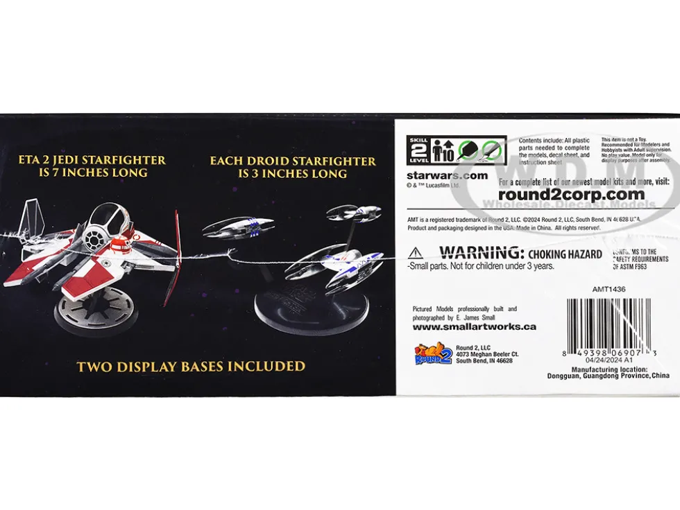 Skill 2 Model Kit ETA 2 Jedi Starfighter VS. Droid Starfighters 4 Model Set "Star Wars: Episode III - Revenge of the Sith" (2005) Movie 1/48 Scale Model by AMT