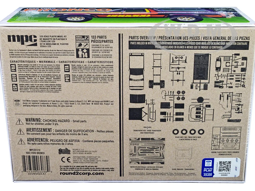 Skill 2 Model Kit 1982 Ford Bronco 1/25 Scale Model MPC MPC991