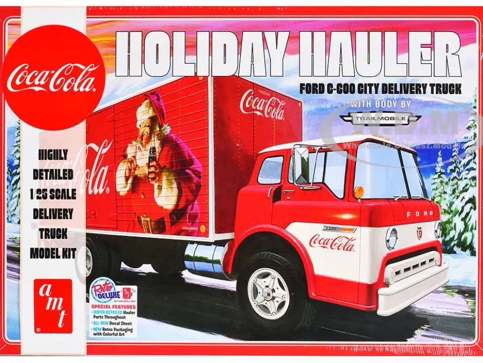 Skill 3 Model Kit Ford C-600 City Delivery Truck "Holiday Hauler - Coca-Cola" 1/25 Scale Model by AMT