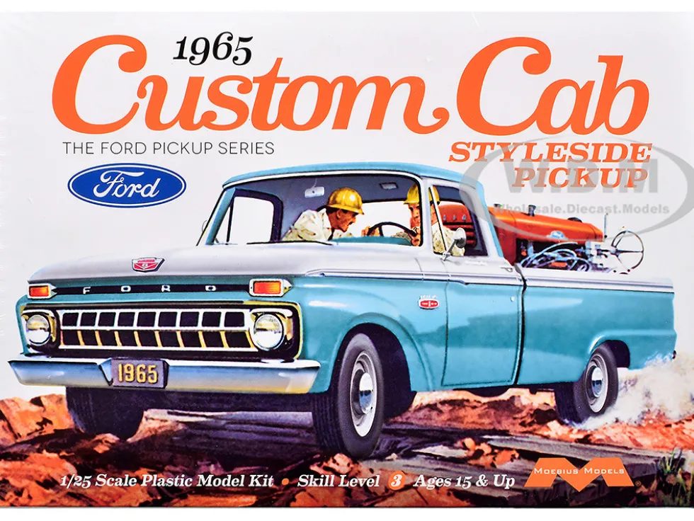 Skill 3 Model Kit 1965 Ford Custom Cab Styleside Pickup Truck 1/25 Scale Model by Moebius