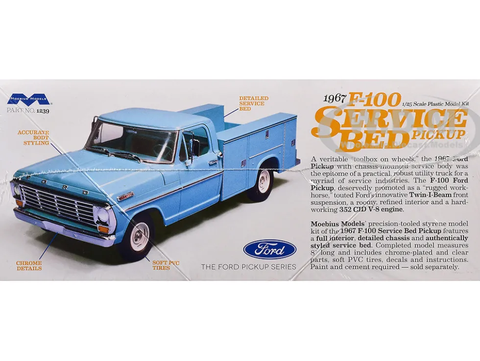 Skill 3 Model Kit 1967 Ford F100 Service Bed Pickup Truck 1/25 Scale Model by Moebius