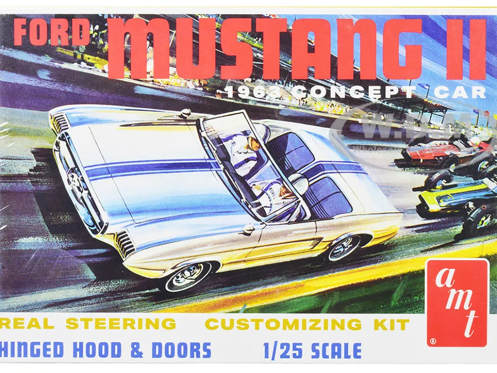 Skill 2 Model Kit 1963 Ford Mustang II Concept Car 1/25 Scale Model AMT AMT1369