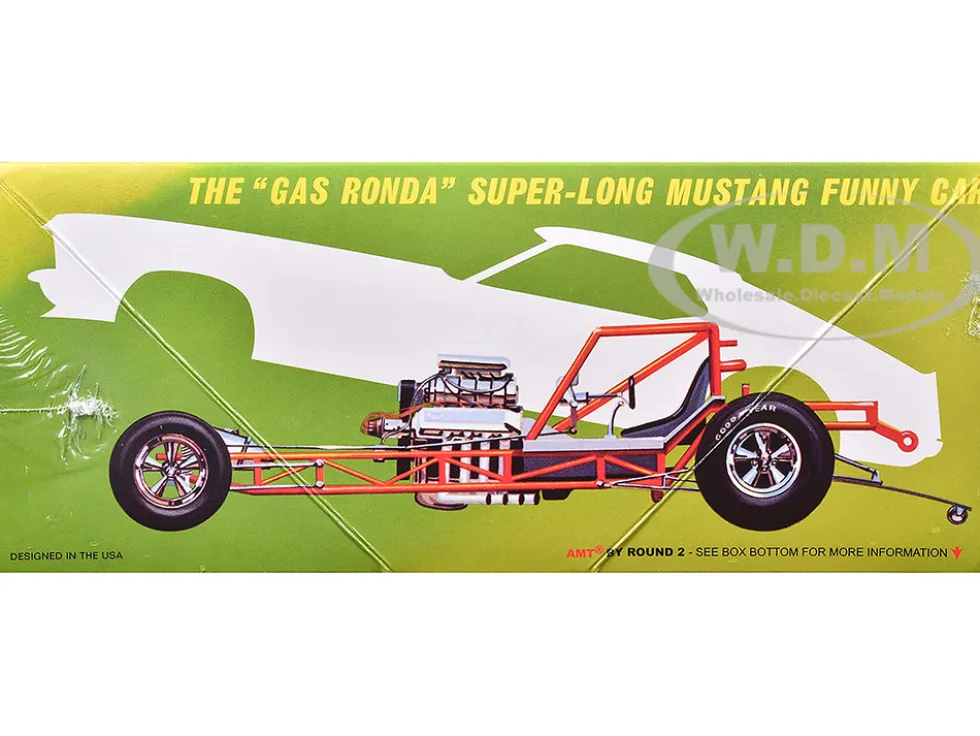 Skill 2 Model Kit 1969 Ford Mustang Longnose Funny Car "Gas Ronda" 1/25 Scale Model by AMT