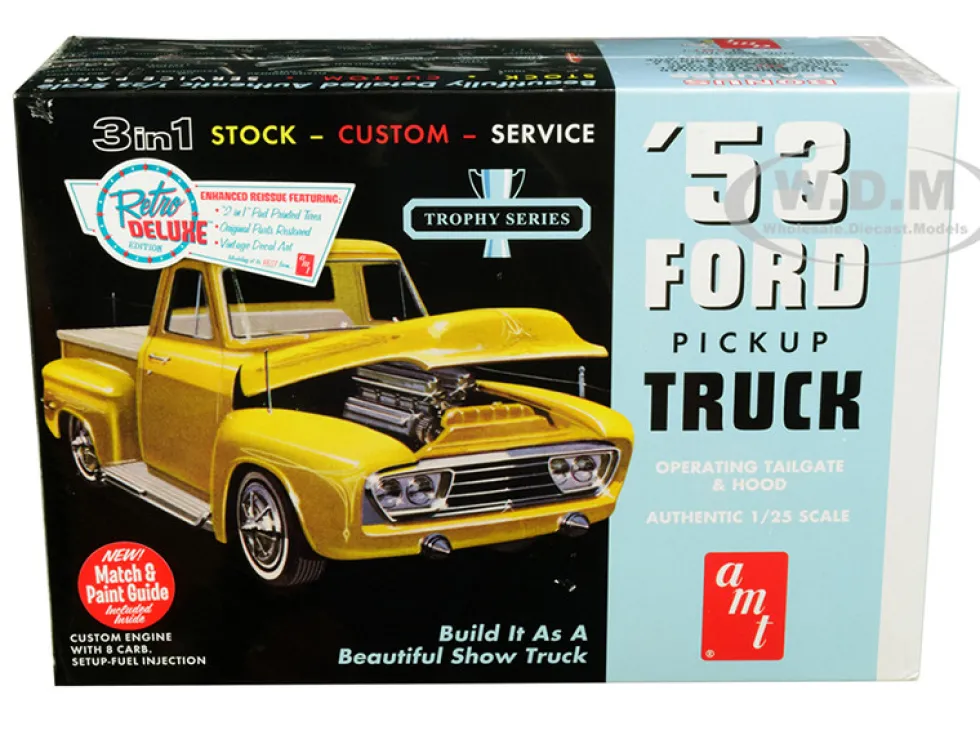 Skill 2 Model Kit 1953 Ford Pickup Truck Trophy Series 3 in 1 Kit 1/25 Scale Model AMT AMT882