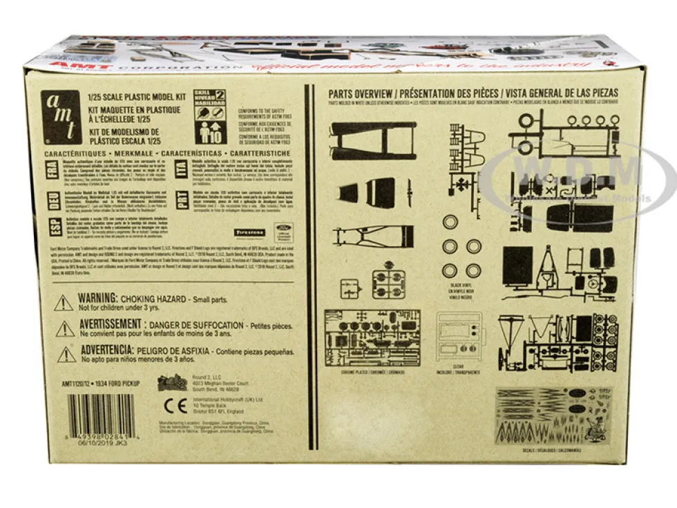 Skill 2 Model Kit 1934 Ford Pickup Truck 3 in 1 Kit Trophy Series 1/25 Scale Model AMT AMT1120