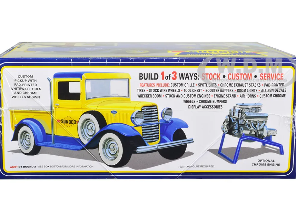 Skill 2 Model Kit 1934 Ford Pickup Truck Sunoco 3 in 1 Kit 1/25 Scale Model AMT AMT1289