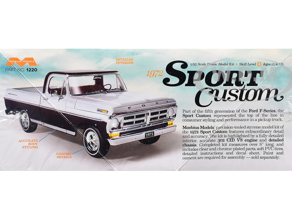 Skill 3 Model Kit 1972 Ford Sport Custom Pickup Truck 1/25 Scale Model by Moebius