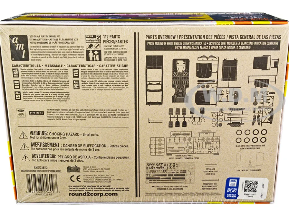 Skill 2 Model Kit 1966 Ford Thunderbird Hardtop Convertible 3 in 1 Kit 1/25 Scale Model AMT AMT1328