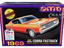 Skill 2 Model Kit 1969 Ford Torino Cobra Fastback 3-in-1 Kit 1/25 Scale Model AMT AMT1217M