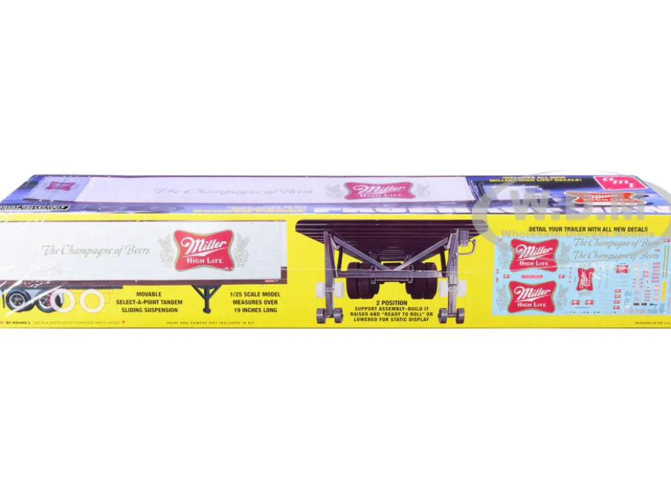 Skill 3 Model Kit Fruehauf FB Beaded Panel Van Trailer Miller 1/25 Scale Model AMT AMT1234