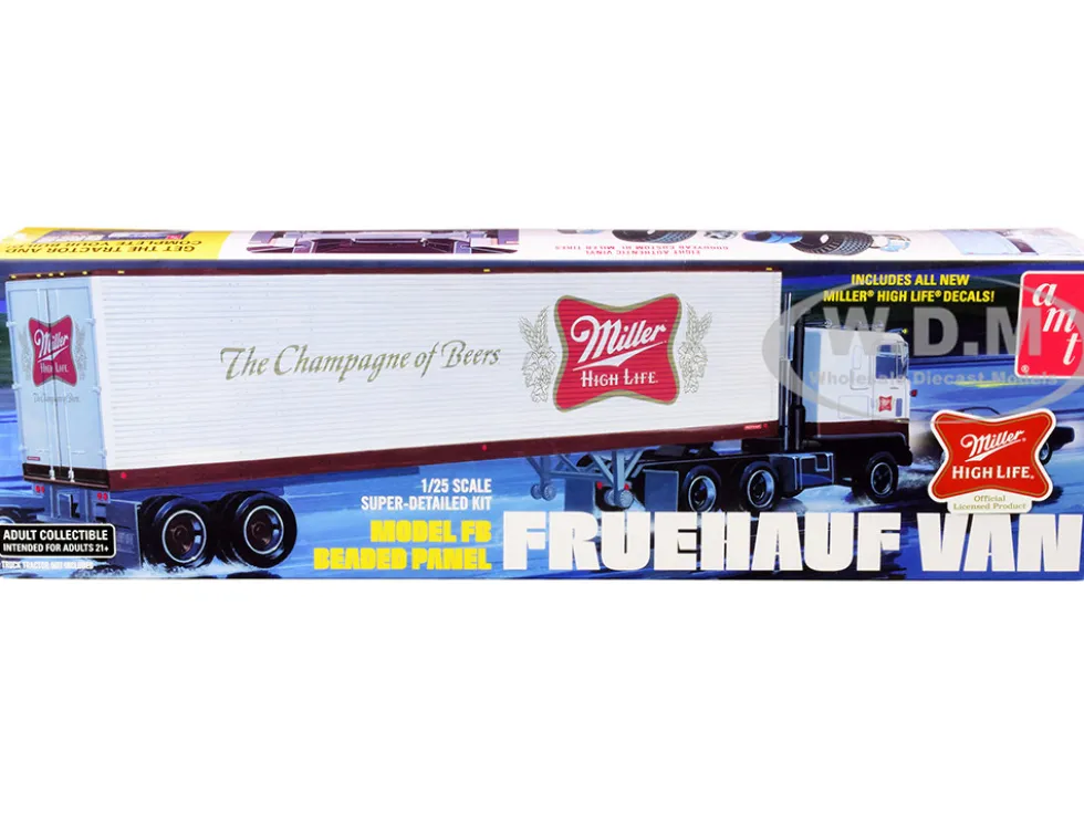 Skill 3 Model Kit Fruehauf FB Beaded Panel Van Trailer Miller 1/25 Scale Model AMT AMT1234