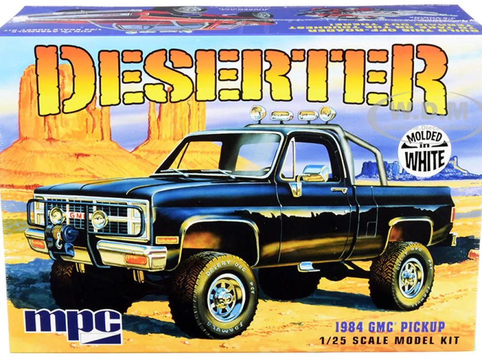 Skill 2 Model Kit 1984 GMC Pickup Truck Molded in White Deserter 1/25 Scale Model MPC MPC847
