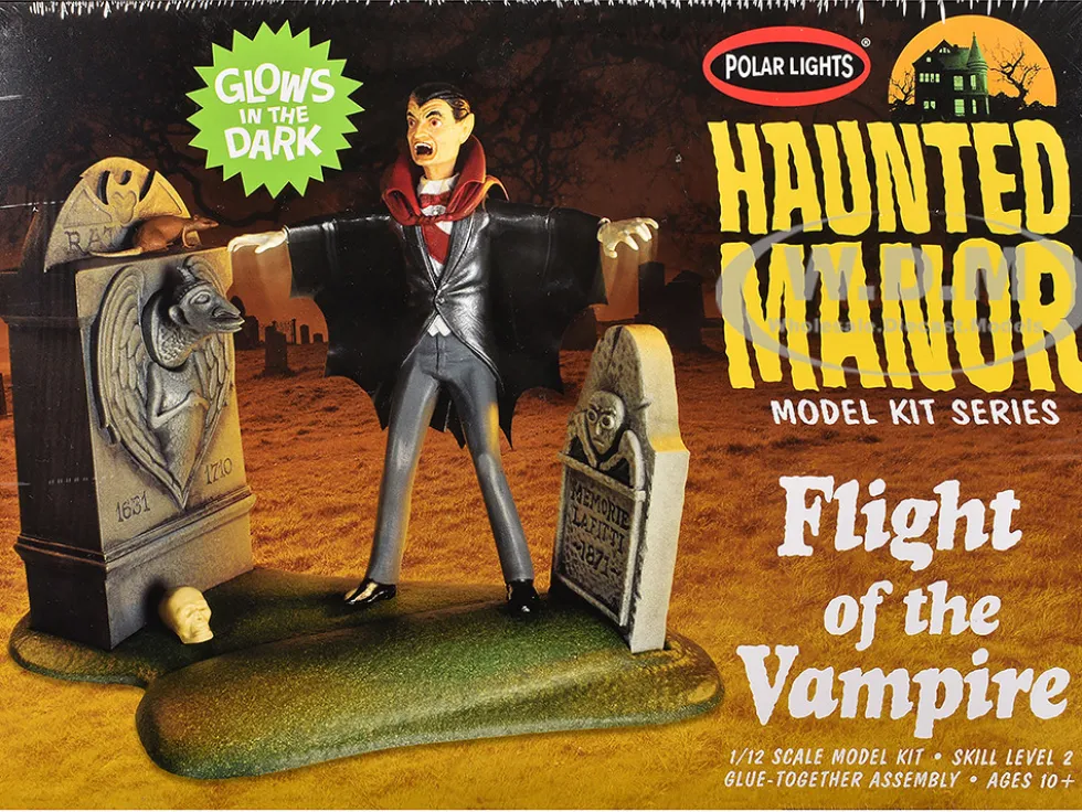 Skill 2 Model Kit Haunted Manor "Flight of the Vampire" Diorama Set 1/12 Scale Model by Polar Lights