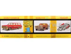 Skill 2 Model Kit Indy Drag Combo Chevrolet II Wagon and Funny Car with Trailer 3 in 1 Set 1/25 Scale Model by AMT