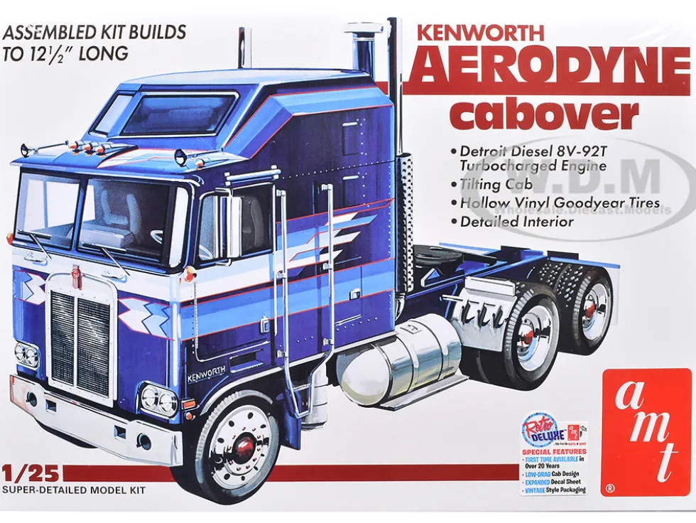Skill 3 Model Kit Kenworth Aerodyne Cabover Truck Tractor 1/25 Scale Model by AMT