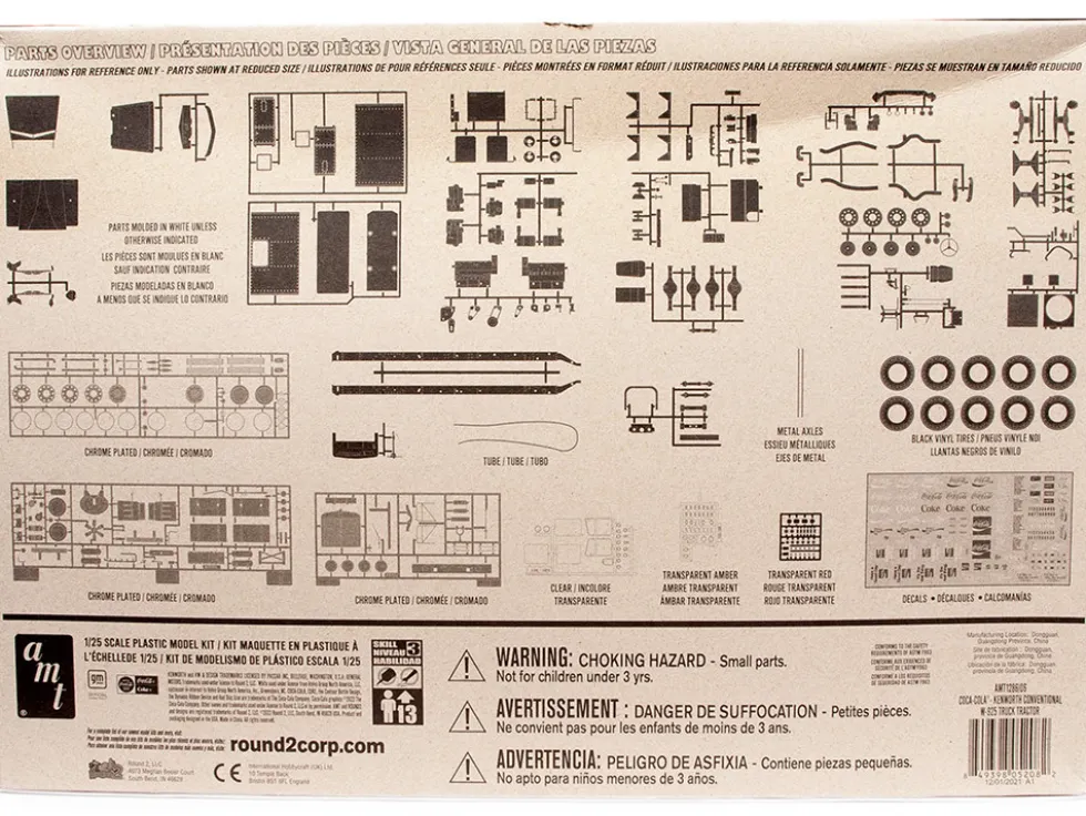 Skill 3 Model Kit Kenworth Conventional W-925 Tractor Truck Coca-Cola 1/25 Scale Model AMT AMT1286