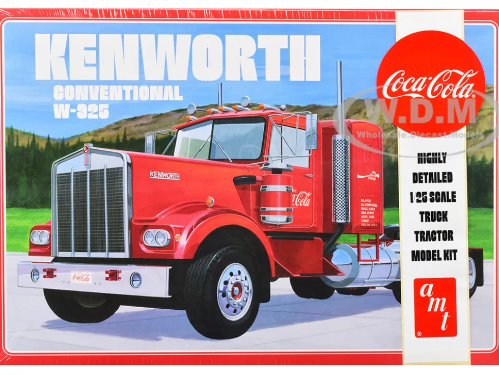 Skill 3 Model Kit Kenworth Conventional W-925 Tractor Truck Coca-Cola 1/25 Scale Model AMT AMT1286