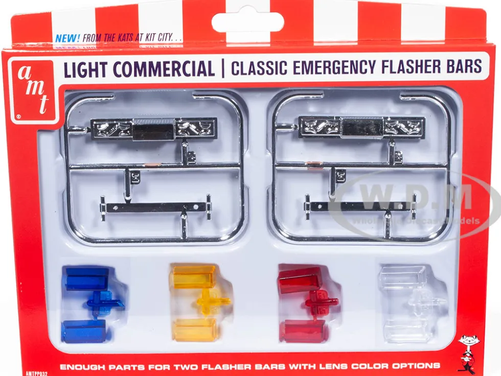 Skill 2 Model Kit Light Commercial Classic Emergency Flasher Bars Set of 10 pieces for 1/25 Scale Model AMT AMTPP032