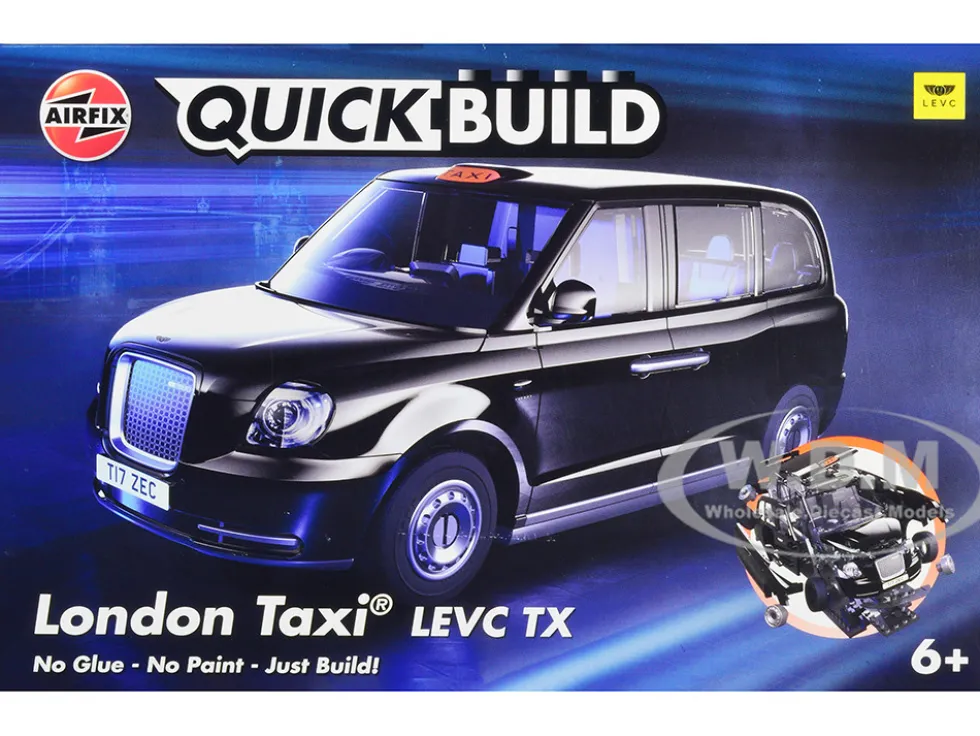 Skill 1 Model Kit London Taxi LEVC TX Black Snap Together Painted Plastic Model Car Kit Airfix Quickbuild J6051