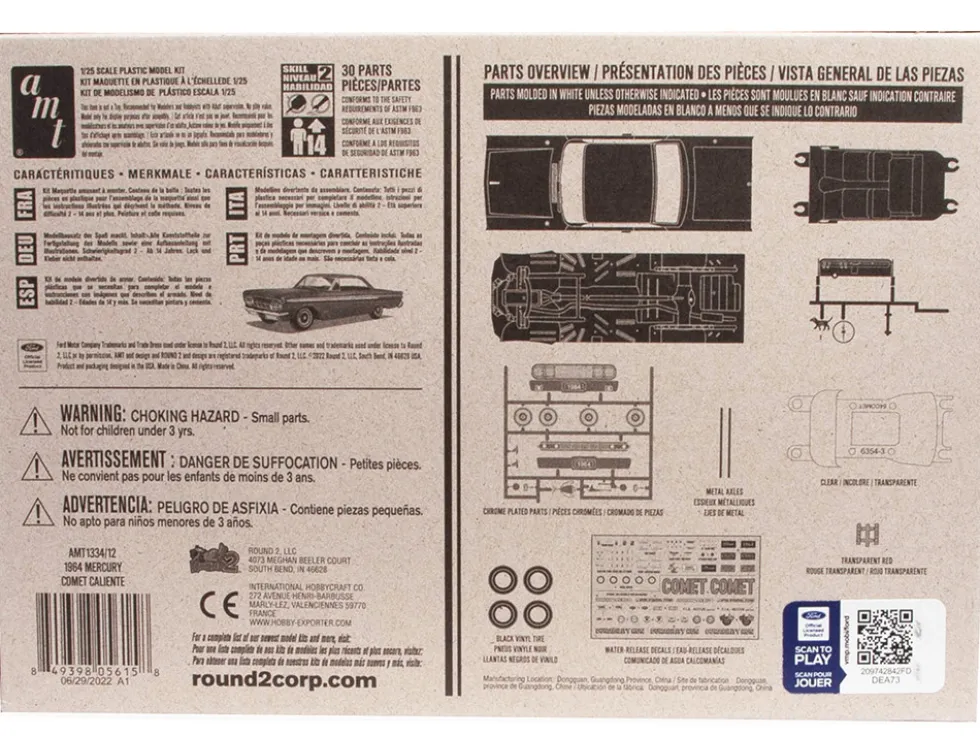 Skill 2 Model Kit 1964 Mercury Comet Caliente Craftsman Plus Series 1/25 Scale Model AMT AMT1334