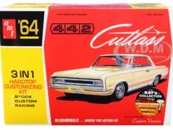 Skill 2 Model Kit 1964 Oldsmobile Cutlass 442 Hardtop 3-in-1 Kit 1/25 Scale Model AMT AMT1066