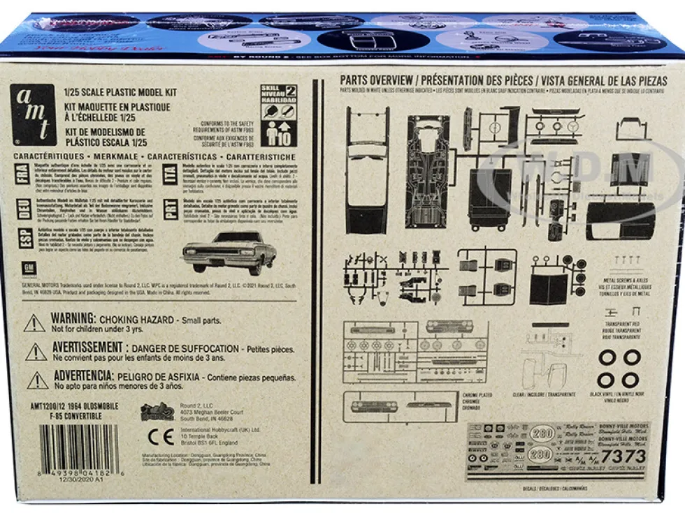 Skill 2 Model Kit 1964 Oldsmobile Cutlass F-85 Convertible 3-in-1 Kit 1/25 Scale Model AMT AMT1200