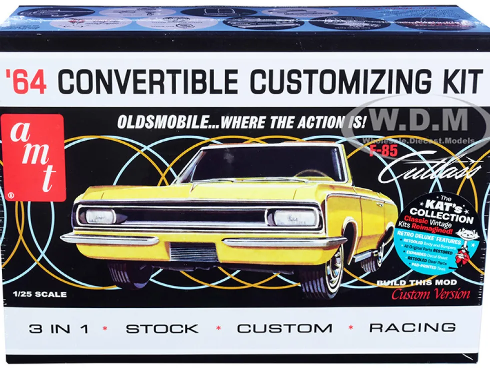 Skill 2 Model Kit 1964 Oldsmobile Cutlass F-85 Convertible 3-in-1 Kit 1/25 Scale Model AMT AMT1200