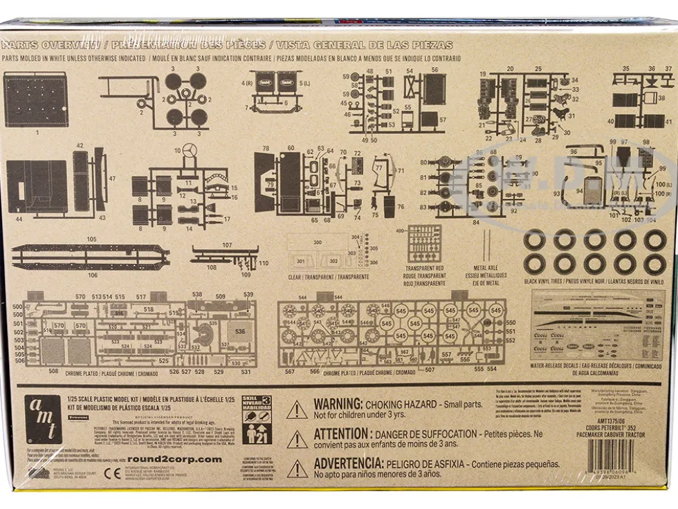 Skill 3 Model Kit Peterbilt 352 Pacemaker Cabover Tractor Coors 1/25 Scale Model AMT AMT1375