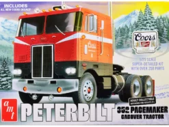 Skill 3 Model Kit Peterbilt 352 Pacemaker Cabover Tractor Coors 1/25 Scale Model AMT AMT1375