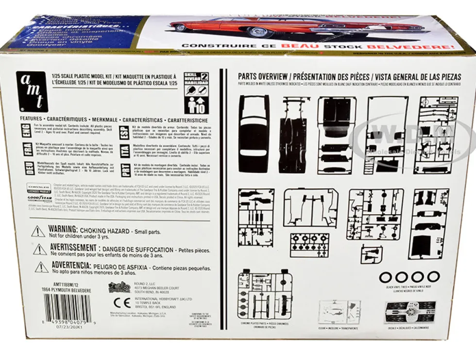Skill 2 Model Kit 1964 Plymouth Belvedere Coupe Hardtop 1/25 Scale Model AMT AMT1188 M