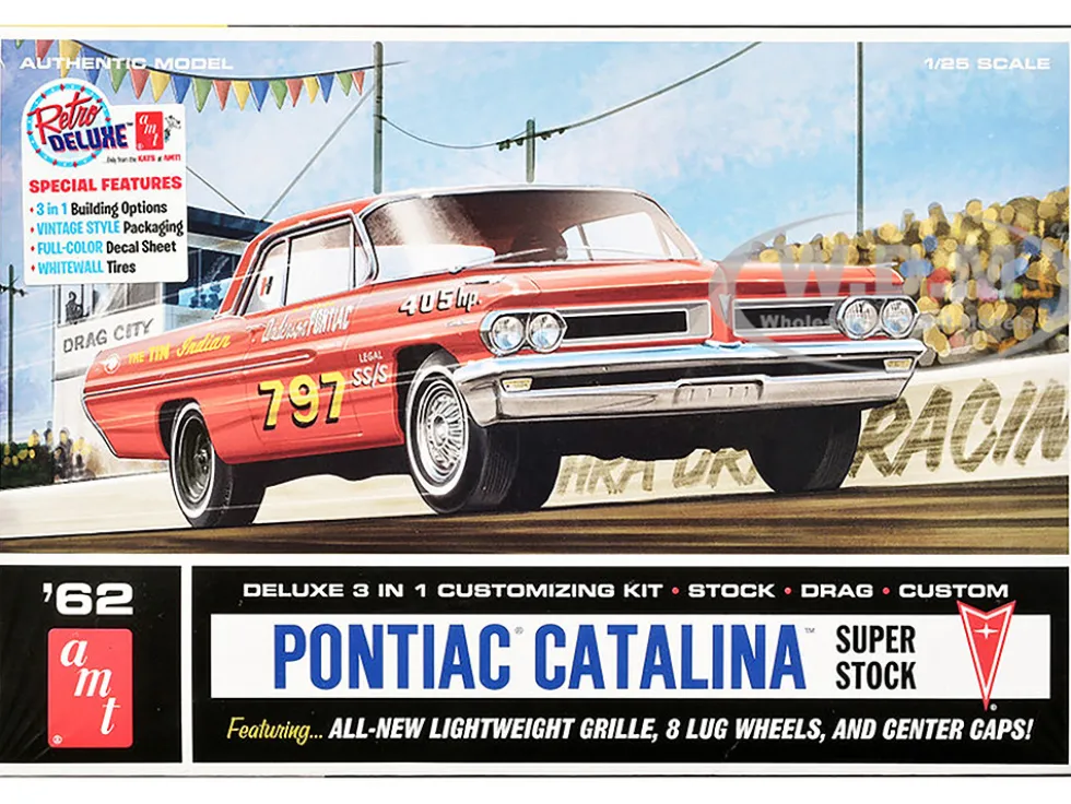 Skill 2 Model Kit 1962 Pontiac Catalina Super Stock 3-in-1 Kit 1/25 Scale Model by AMT