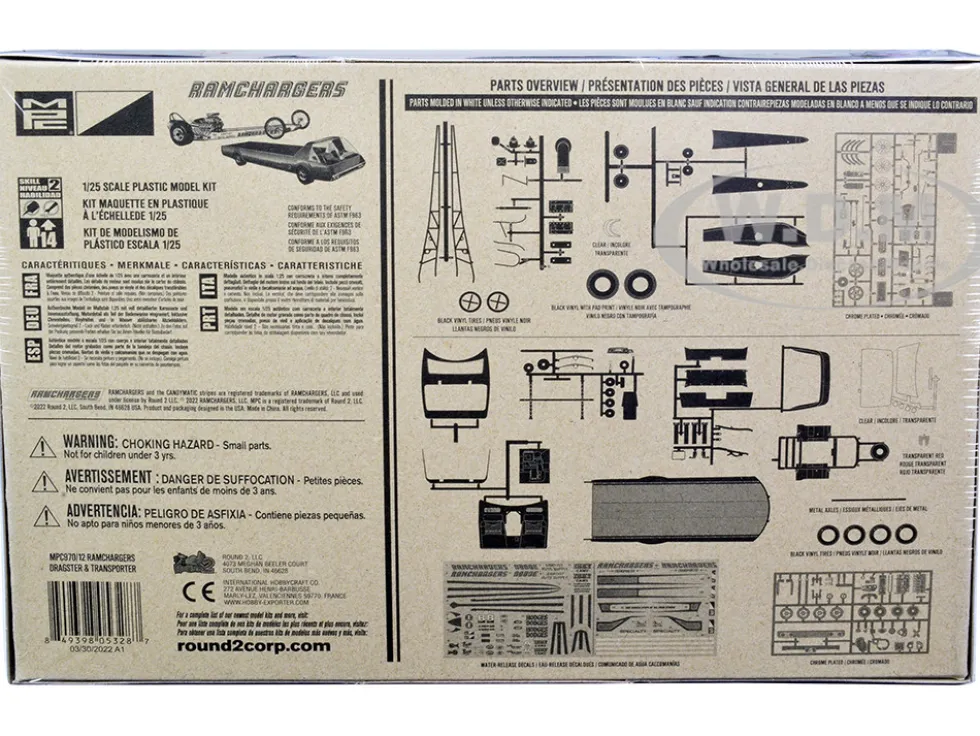 Skill 2 Model Kit Ramchargers Dragster Advanced Design Transport Truck 2 Kits in 1 1/25 Scale Models MPC MPC970