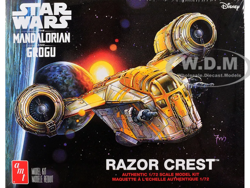 Skill 2 Model Kit Razor Crest Spaceship "Star Wars: The Mandalorian" 1/72 Scale Model by AMT